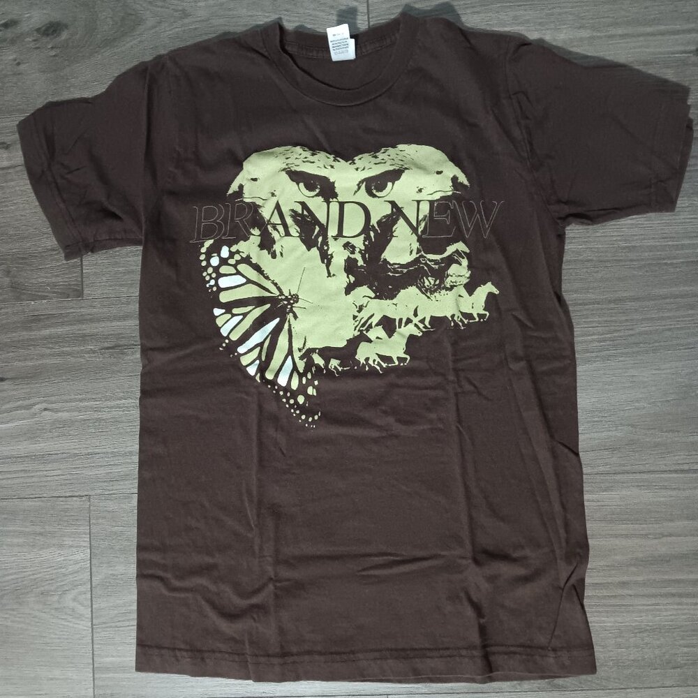 Vintage brown Brand New emo screamo band tee 2000s small deja entendu devil god